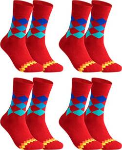 gigando - Qualitäts Socken für Herren 4 Paar – kariertes buntes Muster für Anzug, Business und Freizeit – rot – 35/38 von gigando