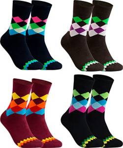 gigando - Qualitäts Socken für Herren 4 Paar – kariertes buntes Muster für Anzug, Business und Freizeit – schwarz, navy, braun, bordeaux – 39/42 von gigando