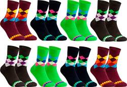 gigando - Qualitäts Socken für Herren 8 Paar – kariertes buntes Muster – je 2x navy, braun, bordeaux, grün – 39/42 von gigando