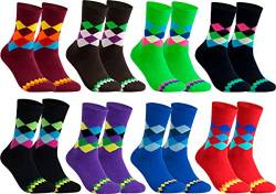 gigando - Qualitäts Socken für Herren 8 Paar – kariertes buntes Muster – rot, grün, schwarz, blau, lila, bordeaux, braun, navy – 35/38 von gigando