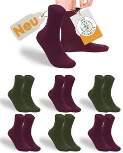 gigando Socken Bio-Baumwolle Soft-Bund, Premium-Qualität ohne Gummi-Bund, extra weich, für Damen & Herren, olive, bordeaux, 39-42 von gigando