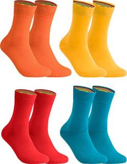 gigando – Socken Herren Baumwolle Uni Farben 4er oder 8er Pack in Premiumqualität – bunt farbige Strümpfe für Anzug, Business, Freizeit – ohne Naht - in orange, petrol, rot, gelb Größe 35-38 von gigando