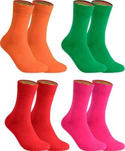 gigando – Socken Herren Baumwolle Uni Farben 4er oder 8er Pack in Premiumqualität – bunt farbige Strümpfe für Anzug, Business, Freizeit – ohne Naht - in rot, grün, rosa, orange Größe 39-42 von gigando