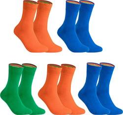 gigando – Socken Herren Baumwolle Uni Farben 4er oder 8er Pack in Premiumqualität – bunt farbige Strümpfe für Anzug, Business und Freizeit - 1xgrün, 2x orange, 2x blau Gr. 39-42 von gigando