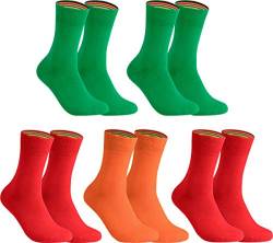 gigando – Socken Herren Baumwolle Uni Farben 5er oder 8er Pack in Premiumqualität – bunt farbige Strümpfe für Anzug, Business und Freizeit - 1x orange, 2x rot, 2x grün Gr. 35-38 von gigando