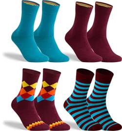 gigando Socken bunter Farbmix, Hochwertige Baumwollsocken mit weichem Bund gegen Einschnüren, ohne störende Naht an den Zehen, bordeaux/petrol, 43-46 von gigando