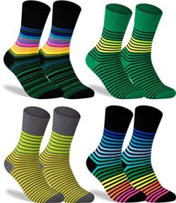 gigando Socken gestreift & bunt, Hochwertige Baumwollsocken mit weichem Bund gegen Einschnüren, ohne störende Naht an den Zehen, Regenbogen, 43-46 von gigando