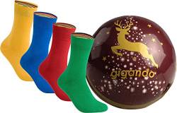 gigando | colorful Baumwoll Socken mit kräftigen Farben in Christbaumkugel | 4 Paar | rot, blau, gelb, grün | 43-46 von gigando