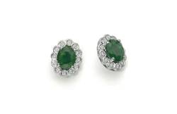 Damen-Ohrringe aus Weißgold mit Smaragd und Diamanten von Donnaoro Luce dhoe9573.012, medium, Weißgold, Smaragd von gioielleria