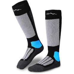 gipfelsport Skisocken für Kinder, Herren und Damen - Dicke Socken aus Merinowolle, warme Merino Snowboardsocken, 1x Paar Skistrümpfe, Schwarz, Größe 24-27 von gipfelsport