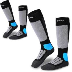 gipfelsport Skisocken für Kinder, Herren und Damen - Dicke Socken aus Merinowolle, warme Merino Snowboardsocken, 2x Paar Skistrümpfe, Schwarz, Größe 24-27 von gipfelsport