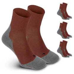 gipfelsport Wandersocken aus Merino Wolle dünn Braun (3 x Paar - Set) 32-35 von gipfelsport