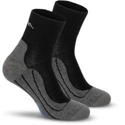 gipfelsport Wandersocken aus Merino Wolle dünn Schwarz (1x Paar) 28-31 von gipfelsport