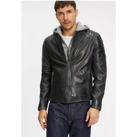 Gipsy Lederjacke GMOrmey Echtleder Herren Lederjacke Lammnappa Kapuze schwarz-grau von gipsy