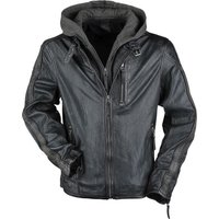 Gipsy Lederjacke - Steep Slim Fit Lasanv - M bis 5XL - für Männer - Größe 4XL - anthrazit/oliv von gipsy