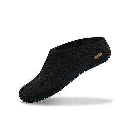 glerups dk Modell BR-02 Unisex-Erwachsene Filz-Slipper, Damen,Herren Huettenschuhe, Slipper Puschen Stiefel warm Winter Unisex,Charcoal,43 EU / 9 UK von glerups dk