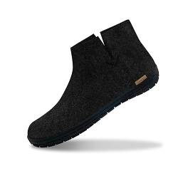 glerups dk Modell GR-02 Unisex-Erwachsene Filz-Stiefel, Damen,Herren Huettenschuhe, Freizeit Pantoffel Slipper Puschen Stiefel,Charcoal,43 EU / 9 UK von glerups dk