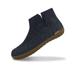 glerups dk Unisex - Erwachsene Filz-Hausschuh GR, Damen,Herren Hausschuh,Huettenschuh, Schafwolle, rutschfeste Gummisohle Blau (Denim), EU 36 von glerups dk