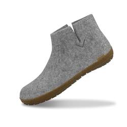 glerups dk Unisex - Erwachsene Filz-Hausschuh GR, Damen,Herren Hausschuh,Huettenschuh, Schafwolle, rutschfeste Gummisohle Grau (Grey), 37 EU / 4 UK von glerups dk