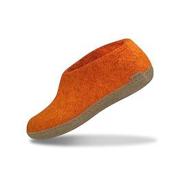 glerups dk Unisex - Erwachsene Hausschuhe, Damen,Herren Hüttenschuhe,Ledersohle, Schafwolle Pantoffel Slipper Puschen Stiefel,Orange,48 EU / 13 UK von glerups dk