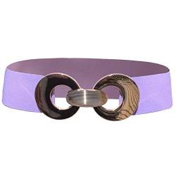 glomy * Damen-Gürtel 6 cm breit und elastisch mit polierter Metallschnalle, violett, Einheitsgröße von glomy