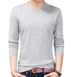 glomy * Herren Rundhals Pullover Langarm Pullover in verschiedenen Farben, grau, Medium von glomy