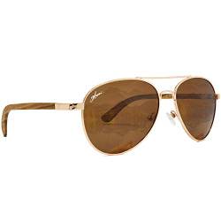 glozzi Holz Pilotenbrille Polarisierte Sonnenbrille Herren und Damen - Zebrano von glozzi