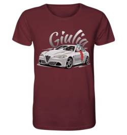 glstkrrn Giulia Quadrifoglio Skulldriver T-Shirt, Regular, Unisex, Burgundy, XL von glstkrrn