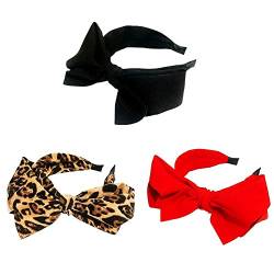 gofidin 3 Stück Schleifen-Stirnbänder für Damen. ble geknotetes, breites Stirnband, Leoparden-Haarreifen, Turban, Haar-Accessoires von gofidin