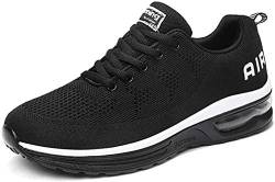 gojiang Herren Damen Laufschuhe Turnschuhe Sportschuhe Straßenlaufschuhe Sneakers Atmungsaktiv Trainer für Running Fitness Gym Outdoor Leichte-BlackWhite36 von gojiang