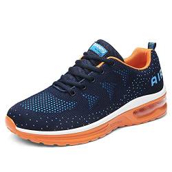 gojiang Herren Damen Laufschuhe Turnschuhe Sportschuhe Straßenlaufschuhe Sneakers Atmungsaktiv Trainer für Running Fitness Gym Outdoor Leichte-BlueOrange45 von gojiang