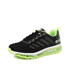 gojiang Herren Damen Turnschuhe Laufschuhe Sportschuhe Straßenlaufschuhe Sneakers Atmungsaktiv Trainer Running Fitness Gym Outdoor Leichte BlackGreen39 von gojiang