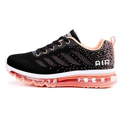 gojiang Herren Damen Turnschuhe Laufschuhe Sportschuhe Straßenlaufschuhe Sneakers Atmungsaktiv Trainer Running Fitness Gym Outdoor Leichte BlackOrange35 von gojiang