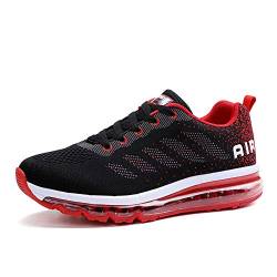 gojiang Herren Damen Turnschuhe Laufschuhe Sportschuhe Straßenlaufschuhe Sneakers Atmungsaktiv Trainer Running Fitness Gym Outdoor Leichte BlackRed46 von gojiang