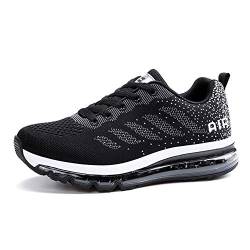 gojiang Herren Damen Turnschuhe Laufschuhe Sportschuhe Straßenlaufschuhe Sneakers Atmungsaktiv Trainer Running Fitness Gym Outdoor Leichte BlackWhite39 von gojiang