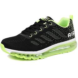 gojiang Laufschuhe Sportschuhe Herren Damen Straßenlaufschuhe Turnschuhe Modisch Atmungsaktiv rutschfest Sneakers Fitness Schuhe Blackgreen-38 von gojiang