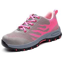 gojiang Sicherheitsschuhe Herren Damen Arbeitsschuhe Stahlkappe Atmungsaktiv Leicht Sportlich Trekking Wanderhalbschuhe Mesh Schutzschuhe Traillaufschuhe Pink38 von gojiang