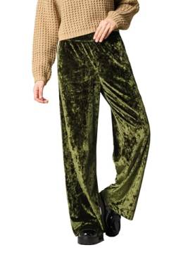 Goldenpoint Damen-Leggings mit breitem Bein aus Chenille-Samt, grün, S von goldenpoint