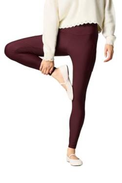 Goldenpoint Damen Yoga-Leggings mit Taschen, bordeaux, S von goldenpoint