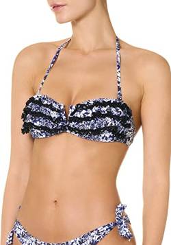 goldenpoint Bikini Damen Badeanzug Bandeau-BH V-Schnitt Riviera, Farbe Blau, Größe 75 von goldenpoint