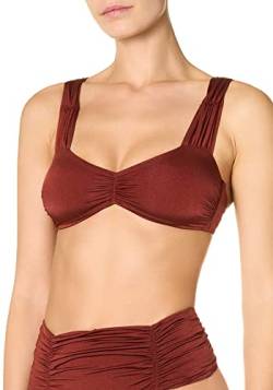 goldenpoint Bikini Damen Badeanzug Bustier-BH Träger mit Rüschen, Farbe Braun, Größe 80 von goldenpoint