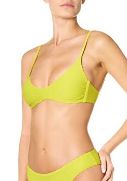 goldenpoint Bikini Damen Badeanzug Bustier dünne Träger gerippt einfarbig, Farbe Hellgrün, Größe 80 von goldenpoint