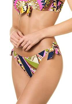 goldenpoint Bikini Damen Badeanzug Slip niedriger Schnitt mit Bändern Glam Suite, Farbe Mehrfarbig, Größe S von goldenpoint