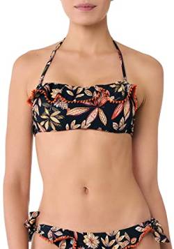 goldenpoint Bikini für Damen Badeanzug Bandeau-BH mit Rüschen Martinique-Serie, Schwarz, Größe 70 von goldenpoint