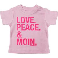 goldmarie T-Shirt Baby Shirt LOVE PEACE MOIN rosa pink (1-tlg) aus reiner Baumwolle, mit Frontprint von goldmarie