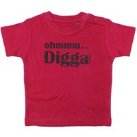 goldmarie T-Shirt Baby Shirt OHMMM DIGGA rotbeere schwarz mit Frontprint, reine Baumwolle von goldmarie