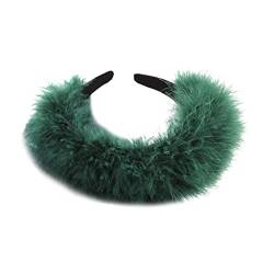 goodluxx Flauschiges Feder-Stirnband für Frauen, bunte Federdekoration, breite Krempe, Haarreifen, Hochzeit, Party, Braut, Haar-Accessoires, flauschiges Feder-Stirnband, Grün von goodluxx