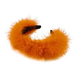 goodluxx Flauschiges Feder-Stirnband für Frauen, bunte Federdekoration, breite Krempe, Haarreifen, Hochzeit, Party, Braut, Haar-Accessoires, flauschiges Feder-Stirnband, Orange von goodluxx