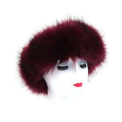 goodluxx Frauen-Winter-Pelz-Plüsch-Stirnband mit elastischem mehrfarbigem Ohrwärmer-Ohrenschützer Pelz-Plüsch-Breites Stirnband 4# von goodluxx