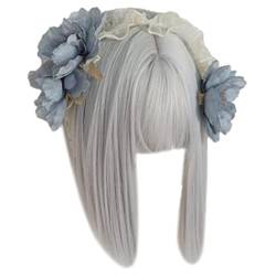 goodluxx Handgefertigtes Haar-Accessoire Stirnband Gothic Lolitas Cosplay Maid Spitze Haarreifen Clip Blumen Dekorationen für Frauen Mädchen Lolitas Blume Stirnband 8# von goodluxx
